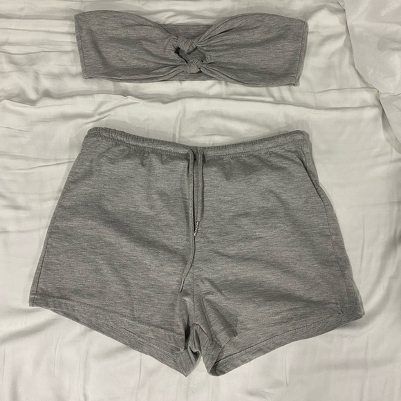 SHEIN Knot front tube top and shorts two piece set - Picture 2 of 2